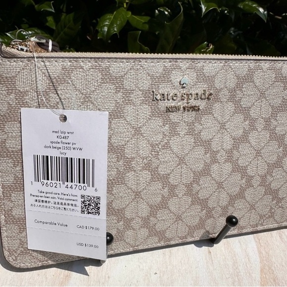 Kate Spade Lucy Spade Flower Medium L-zip Wristlet  • Tan - Picture 7 of 7